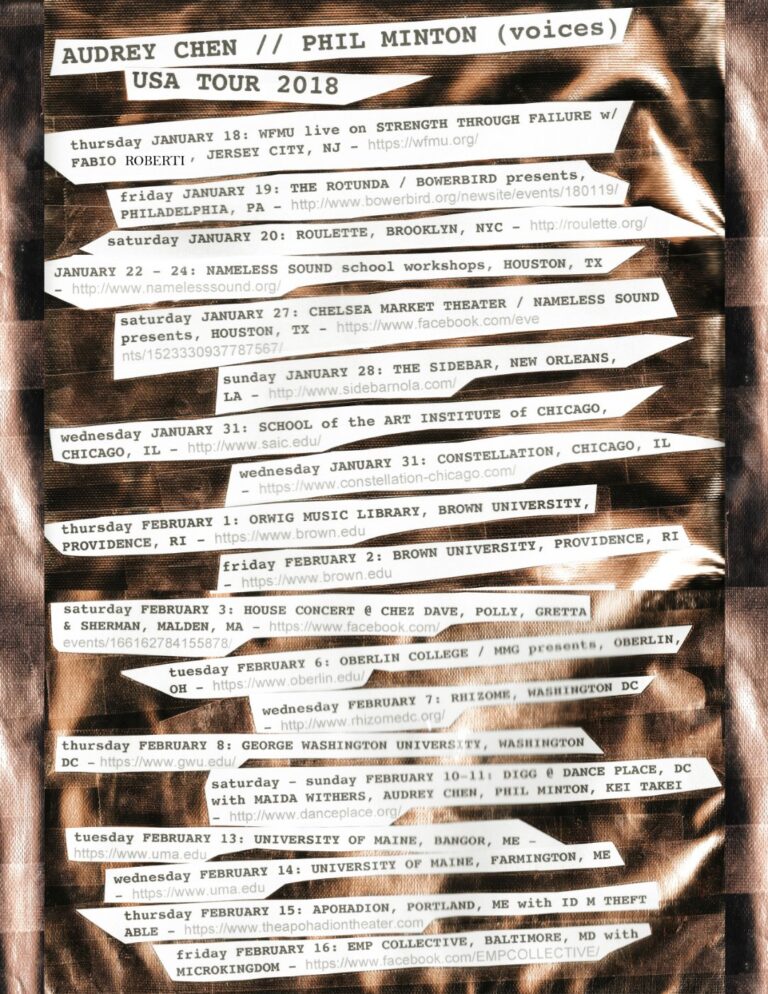 Tour poster, Audrey Chen / Phil Minton USA Tour 2018