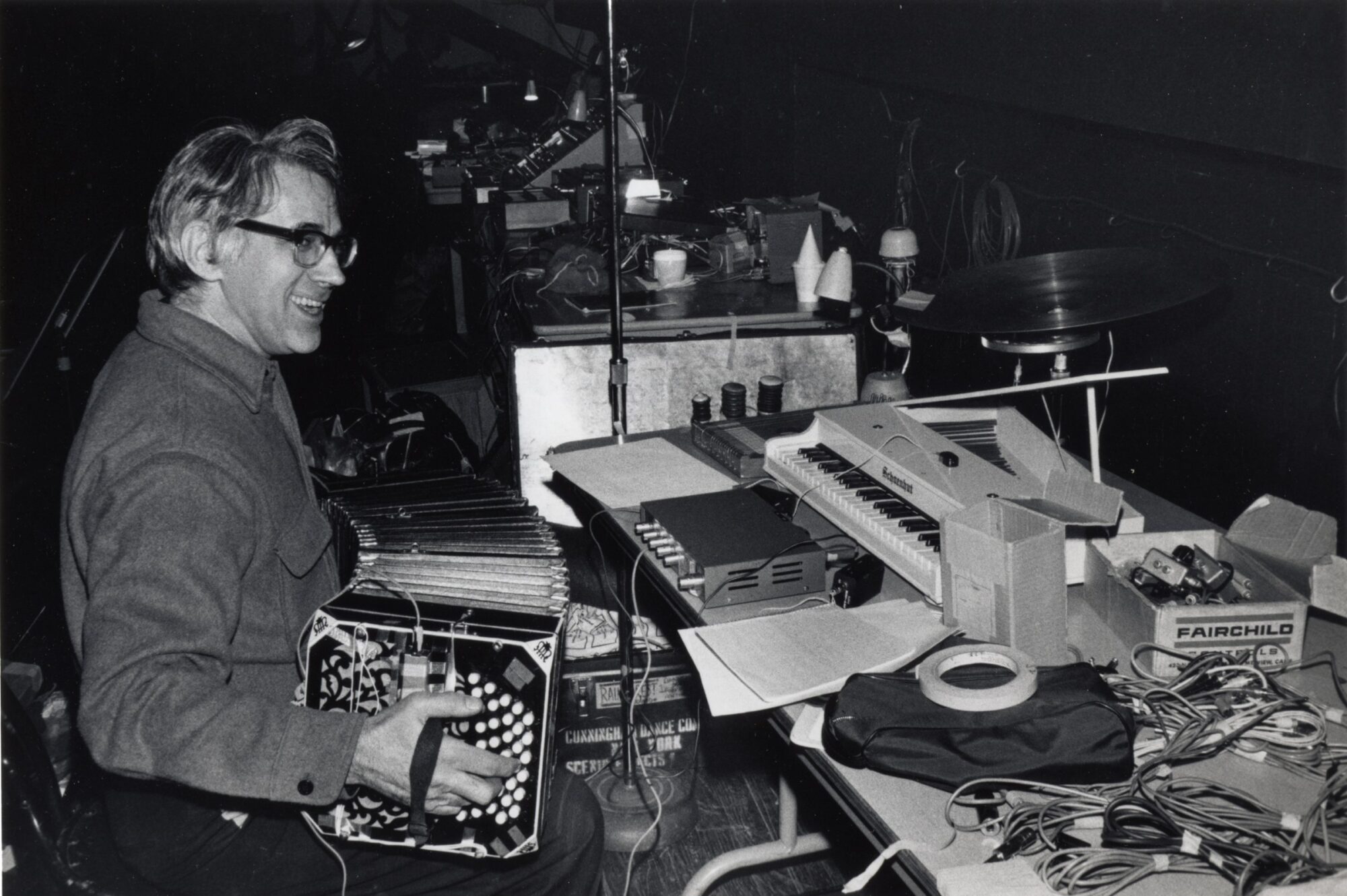 David Tudor performing on bandoneon at the Brooklyn Academy of Music, February 1972