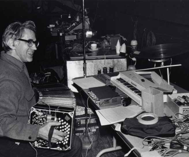 David Tudor performing on bandoneon at the Brooklyn Academy of Music, February 1972