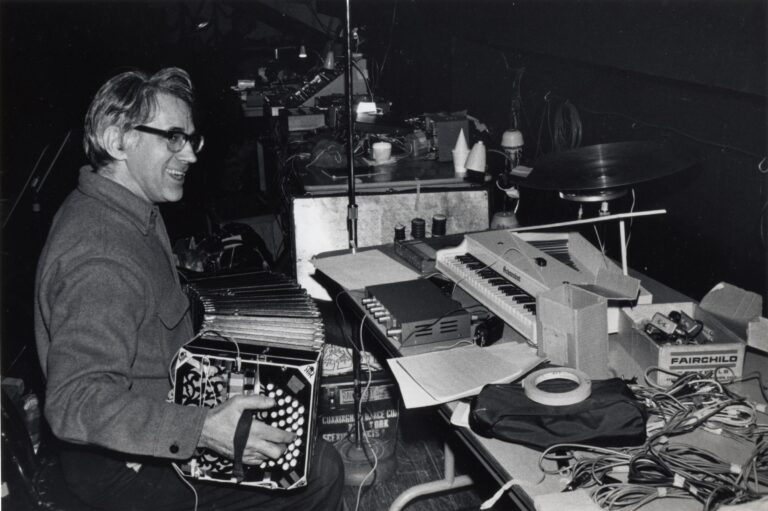 David Tudor performing on bandoneon at the Brooklyn Academy of Music, February 1972