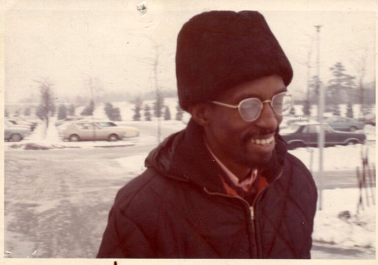 Julius Eastman in the parking lot of Baird Hall, Buffalo, c. 1970