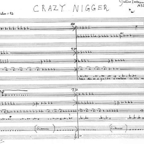 Julius Eastman’s four-piano score, page 1