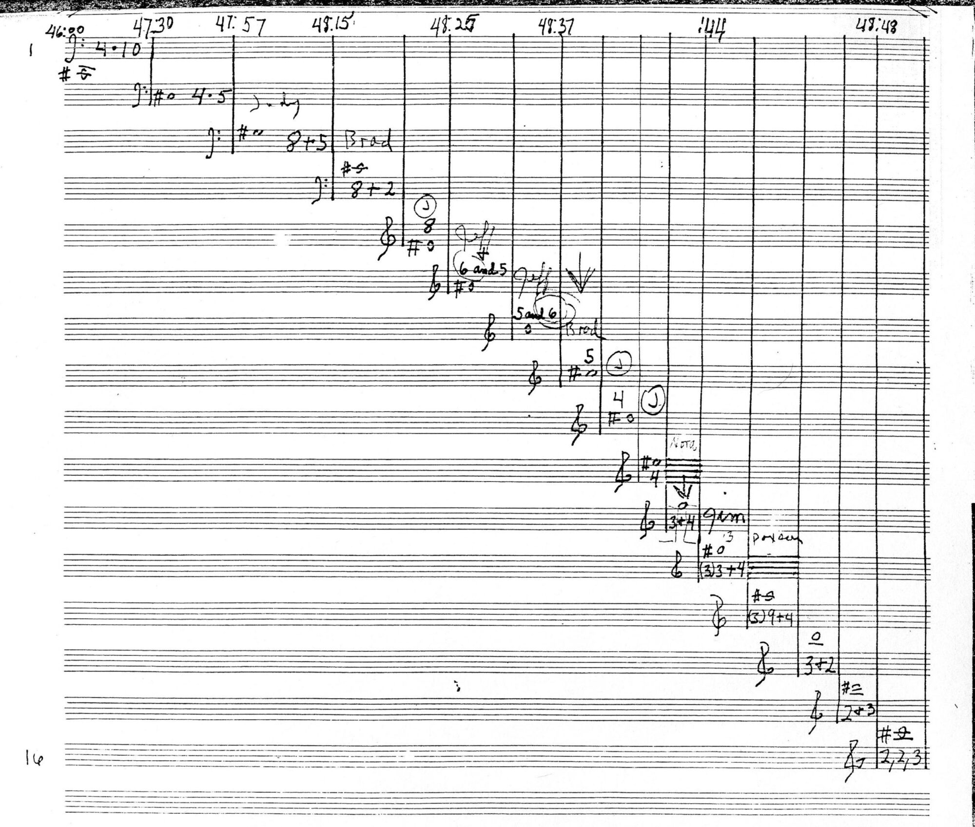 Julius Eastman’s four-piano score, page 13