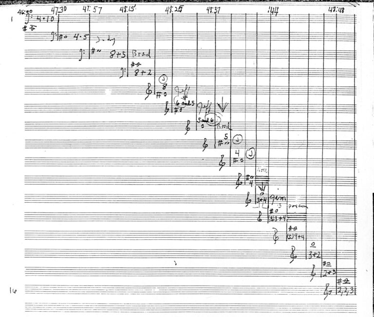 Julius Eastman’s four-piano score, page 13