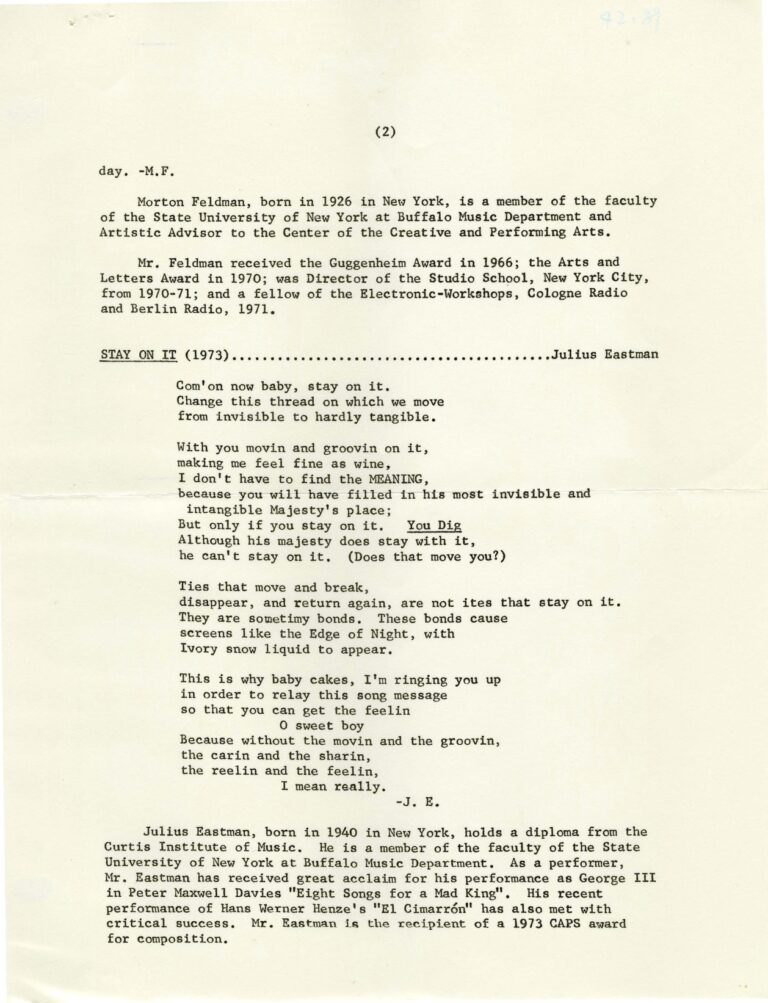 Stay On It poem in program notes